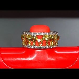 - 18k GP Elephant Ring CZ stones